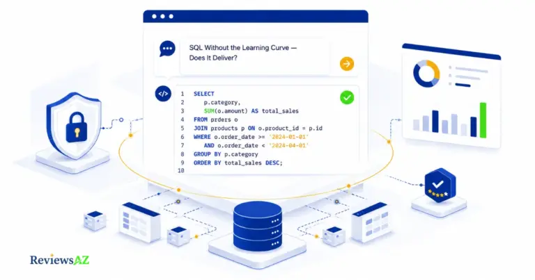 AI2SQL converting a plain-English request into a validated SQL query connected to a database