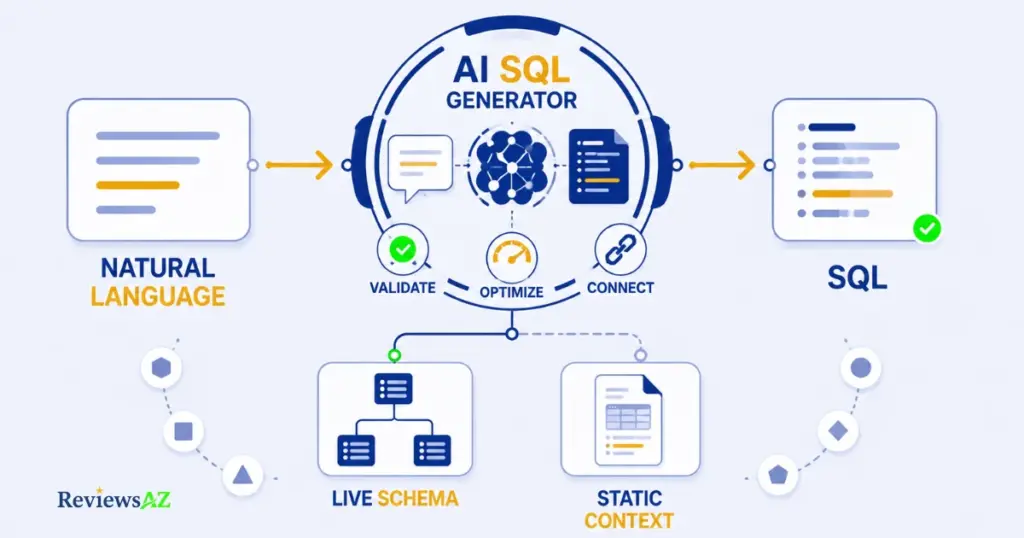 AI SQL generator converting a natural-language question into a SQL query