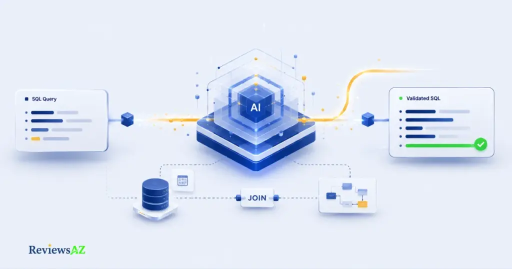 Diagram illustrating complex multi-table JOIN query accuracy testing for AI SQL generators.