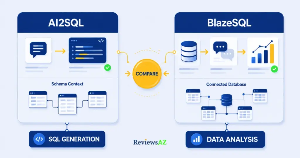 AI2SQL vs BlazeSQL comparison: SQL query generator vs AI data analyst