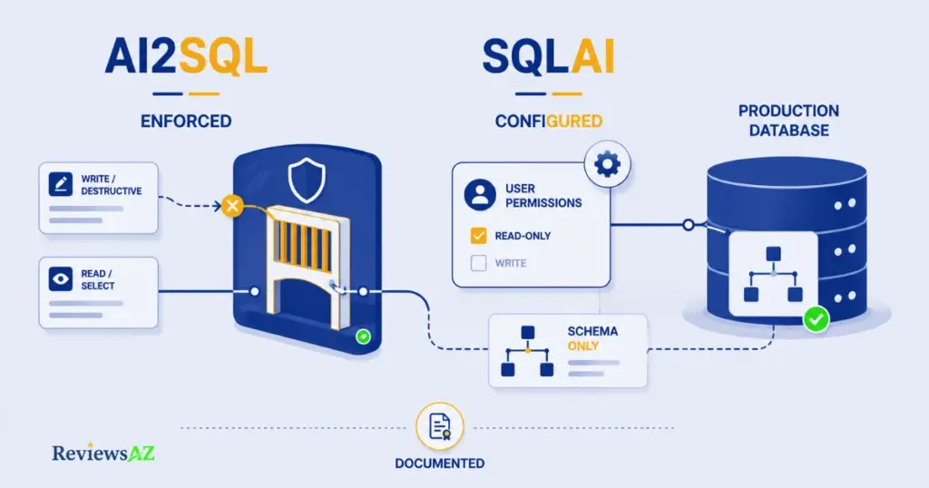 AI2SQL sqlGuard read-only enforcement vs SQLAI recommended access