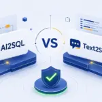 AI2SQL vs Text2SQL.ai comparison illustration showing two AI SQL generator dashboards side by side.