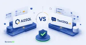 AI2SQL vs Text2SQL.ai comparison illustration showing two AI SQL generator dashboards side by side.