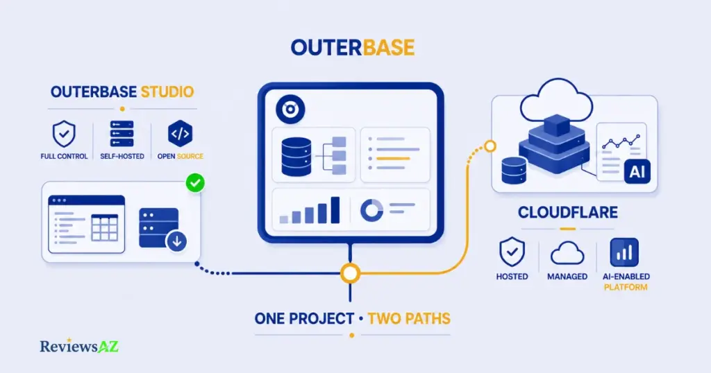Outerbase Studio self-hosted open source versus Cloudflare integrated platform
