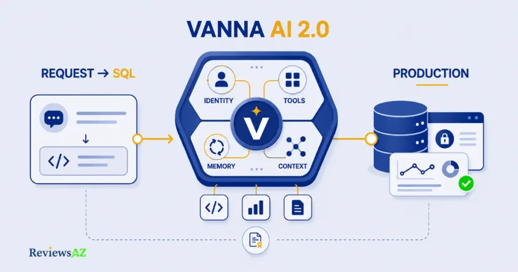 What changed in Vanna 2.0 — identity-aware execution, tool registry, memory, and production deployment