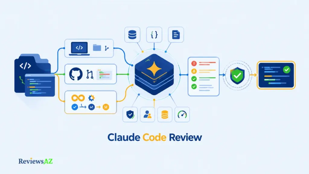 Claude Code Review interface showing code analysis, security permissions, and usage review.