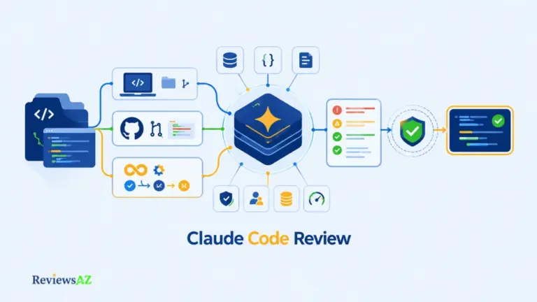 Claude Code Review interface showing code analysis, security permissions, and usage review.