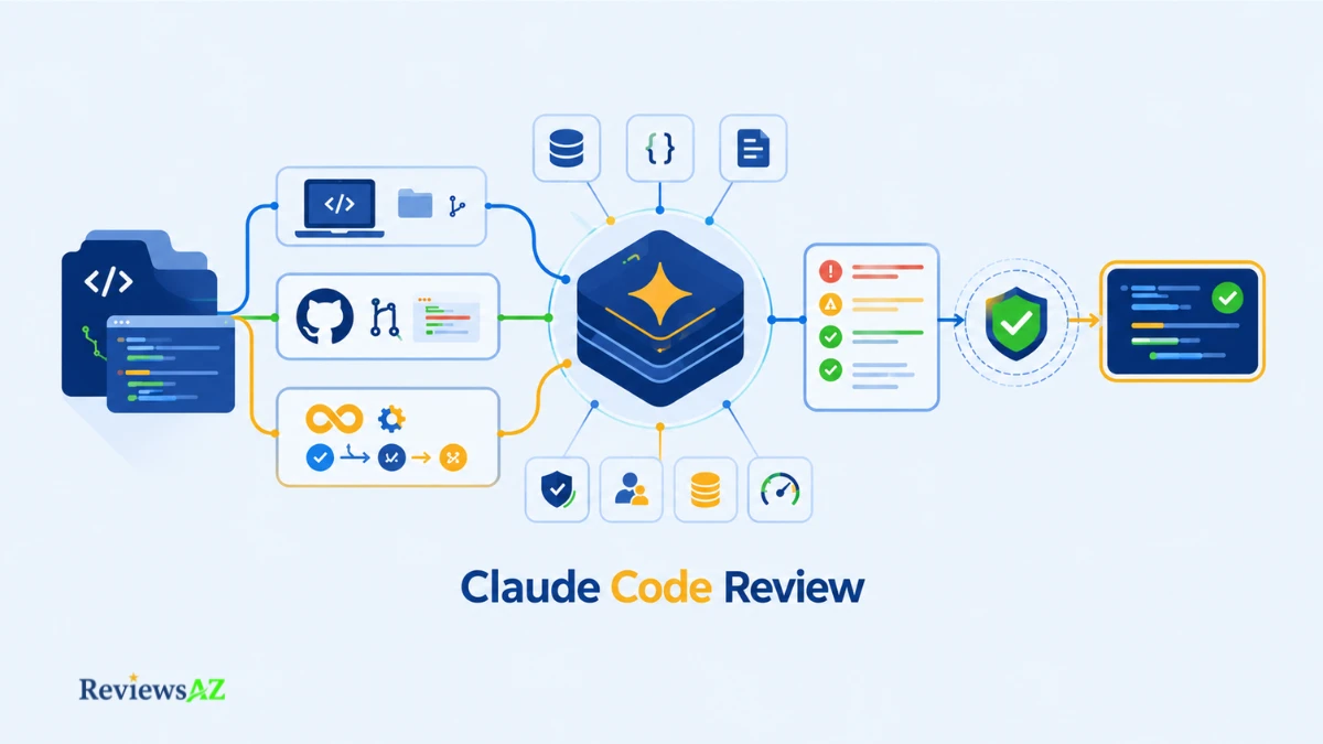 Claude Code Review interface showing code analysis, security permissions, and usage review.