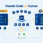 Claude Code vs Cursor comparison showing a terminal-based coding agent and an AI code editor.