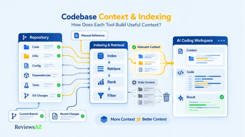 Codebase Context & Indexing in Cursor and GitHub Copilot for relevant repository context.