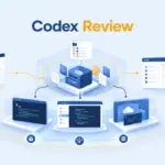 Codex Review showing OpenAI's coding agent across CLI, IDE, cloud, and code review workflows.
