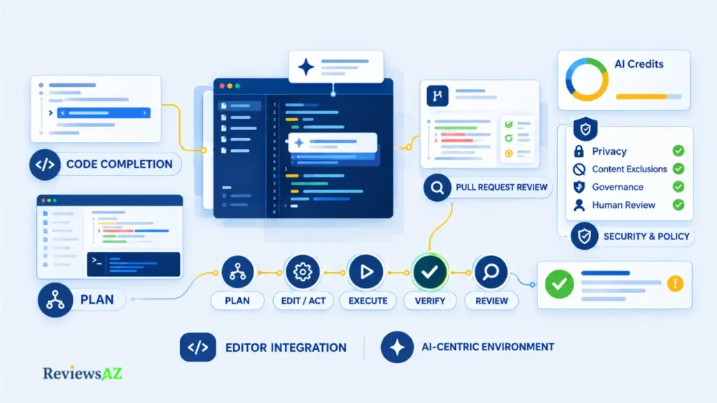 GitHub Copilot Code Review update showing review progress, finding statuses, batch suggestions, and human verification.