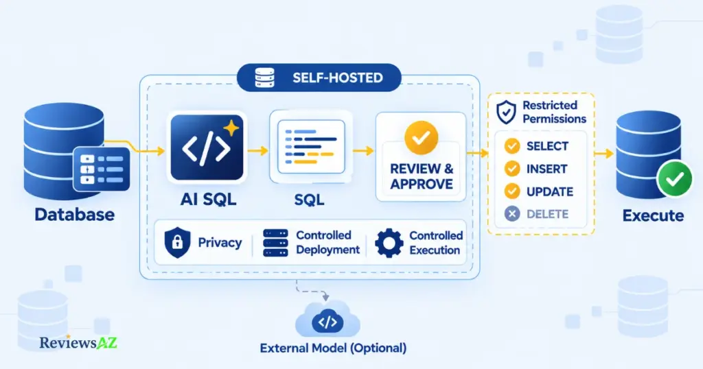Data and execution trust boundaries in Self-Hosted AI SQL Tools.