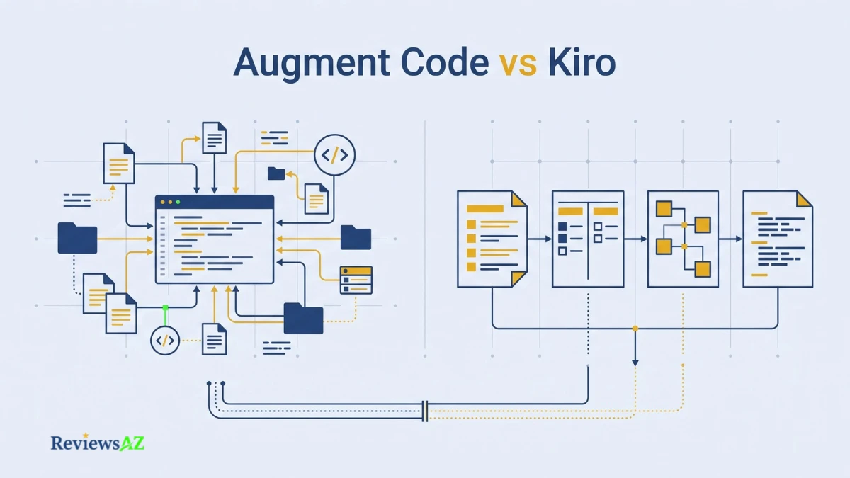 Augment Code vs Kiro comparison illustrating codebase context and spec-driven AI coding workflows.
