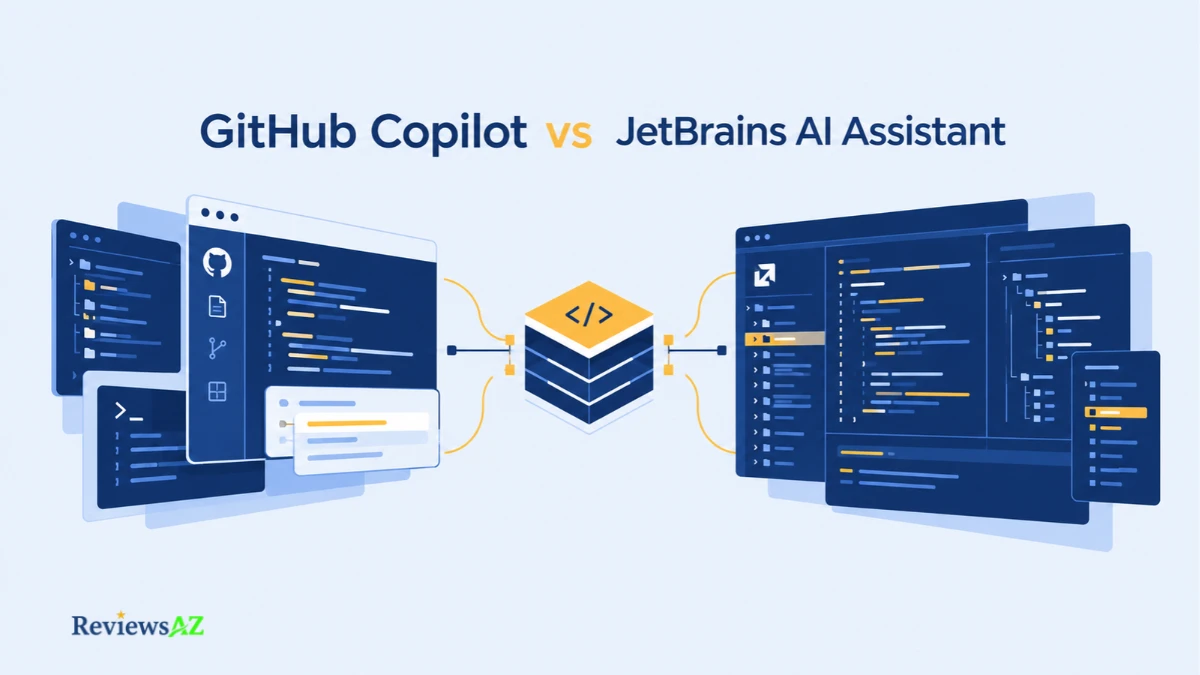 GitHub Copilot vs JetBrains AI Assistant, comparing cross-IDE flexibility with native IDE integration in AI-assisted software development.